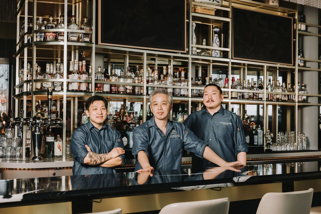 Wren chefs Wesley, Yo Matsuzaki, and Scott Han behind the bar